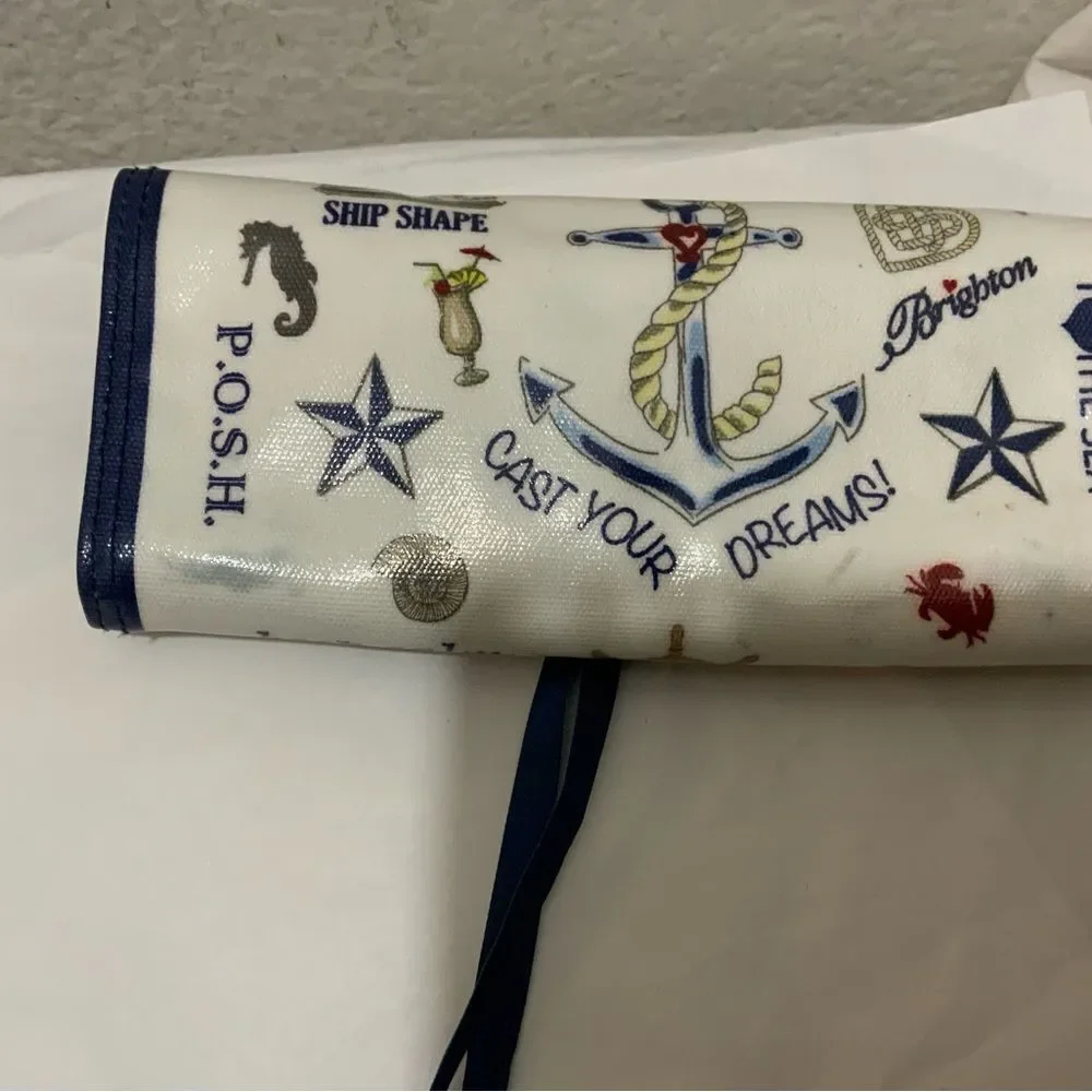 Brighton Jewelry Roll Anchors Aweigh Seaside Chic Velvet White Blue Trav…